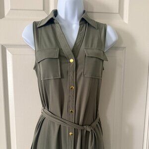 Michael Kors Sleeveless Utility Belted Tunic Top – Army Green – Size XS (NWT)